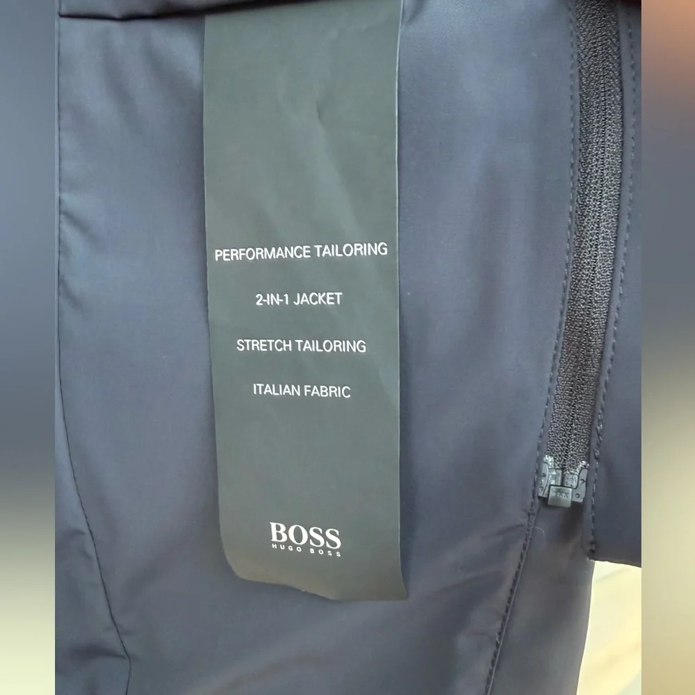 BOSS Hugo Boss Navy 2-in-1 Performance Tailoring Blazer Jacket, Detachable, 38R